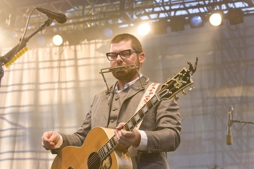 Paul Fraughton  |  The Salt Lake Tribune
Colin Meloy, the lead singer for The Decemberists, at the Twilight Concert Series at Pioneer Park in Salt Lake City on Thursday,  July 21, 2011.