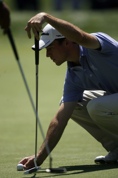 Francisco Kjolseth  |  The Salt Lake Tribune
Nick Taylor of Abbotsford, BC, CAN, readies his putt in the Nationwide Tour, the Triple-A of the PGA Tour, as it makes its stop at the Willow Creek Country Club in Sandy on Thursday, July 28, 2011, for the first of four days.