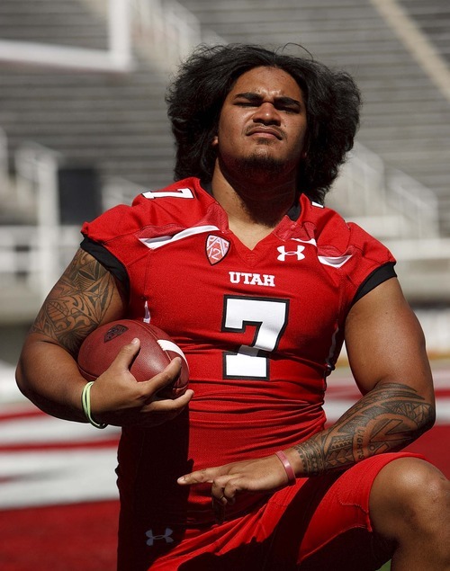 Trent Nelson  |  The Salt Lake Tribune
V.J. Fehoko poses for a photo as the University of Utah football team gathered for their team photo at Rice-Eccles Stadium in Salt Lake City, Utah. Saturday, August 6, 2011.