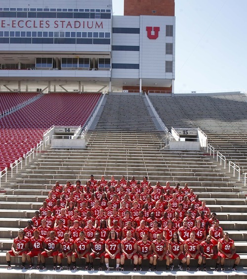 Trent Nelson  |  The Salt Lake Tribune
The University of Utah football team gathered for their team photo at Rice-Eccles Stadium in Salt Lake City, Utah. Saturday, August 6, 2011.