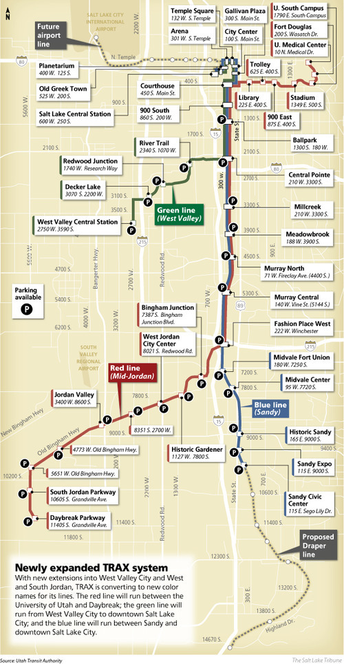 First commuter day in new TRAX system runs smoothly The Salt Lake Tribune