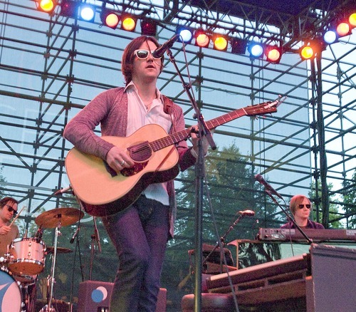 Paul Fraughton  |  The Salt Lake Tribune
Conor Oberst of the indie rock band  Bright Eyes  plays at the Twilight Concert at Pioneer Park on   Thursday,  Aug. 11, 2011.