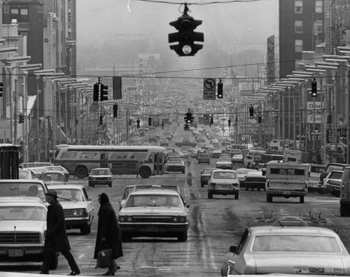 Salt Lake Tribune file photo

This photo shows a view looking south down Main Street in 1974.
