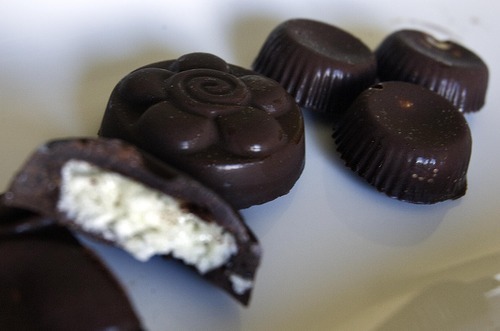 Djamila Grossman  |  The Salt Lake Tribune

A view of coconut cream-filled chocolate patties at the home of Christopher and Megan Stubb. Megan has been eating raw for about eight years, Christopher for about five.