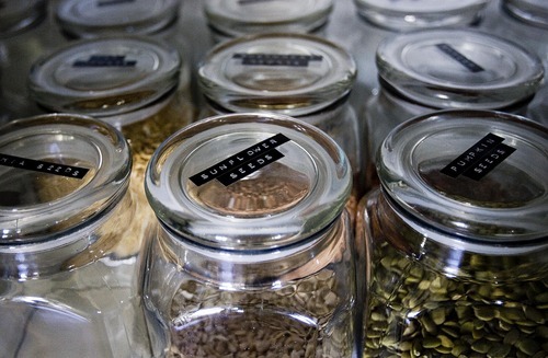 Djamila Grossman  |  The Salt Lake Tribune

Jars filled with seeds and nuts fill the kitchen shelves in the home of Christopher and Megan Stubb in Riverton. Megan has been eating raw for about eight years, Christopher for about five.