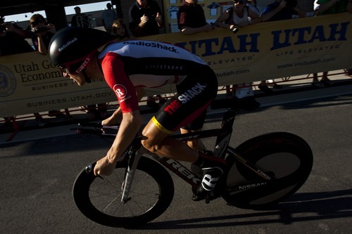 Chris Detrick  |  The Salt Lake Tribune
Levi Leipheimer competes during the Stage 3 time trial of the Tour of Utah at Miller Motorsports Park Friday August 12, 2011. Leipheimer finished in second place with a time of 17:39.58.