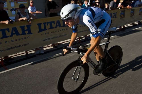 Chris Detrick  |  The Salt Lake Tribune
Tejay Van Garderen competes during the Stage 3 time trial of the Tour of Utah at Miller Motorsports Park Friday August 12, 2011. He won with a time of time of 17:33.64.