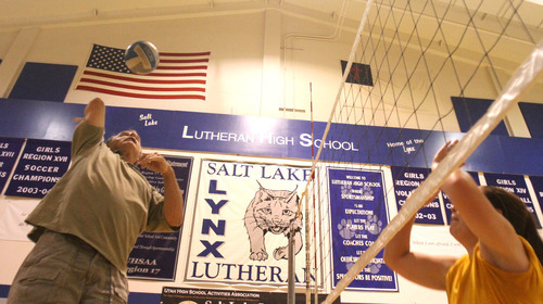 Rick Egan   |  The Salt Lake Tribune

Tom Hubbard runs drills with his team at practice, Monday, August 15, 2011. Hubbard used to coach at Christian Heritage, but is now the new girl's volleyball coach at Concordia (The old salt lake Lutheran).