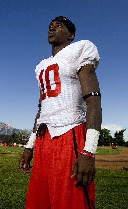 Trent Nelson  |  The Salt Lake Tribune
Utah wide receiver DeVonte Christopher poses for a portrait after practice in Salt Lake City, Utah, Wednesday, August 17, 2011.