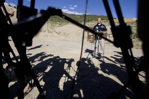 Trent Nelson  |  The Salt Lake Tribune
Sgt. Mike Powell of the West Valley City police department addresses the media after WVC investigators spent the day searching abandoned mine shafts west Ely, Nevada, on Friday Aug. 19, 2011 as part of the investigation into the 2009 disappearance of Susan Powell.