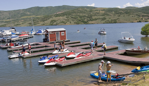 Al Hartmann  |  The Salt Lake Tribune
Visitors can rent everything from sea kayaks and jet skis to power boats at the Lake View Grill, General Store and Rental Center at the waters edge at Jordanelle State Park.