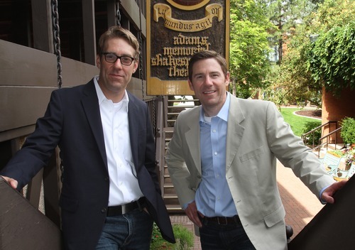 File photo by Rick Egan   |  The Salt Lake Tribune
Long-time Utah Shakespeare Festival actors and directors David Ivers and Brian Vaughn are shown at the Adams Theatre in Cedar City last year.