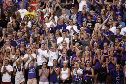 Trent Nelson  |  The Salt Lake Tribune
Riverton fans cheer on their team. Herriman vs. Riverton High School football at Rice-Eccles Stadium in Salt Lake City, Utah, Saturday, August 27, 2011.