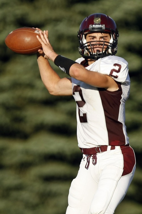 Chris Detrick  |  The Salt Lake Tribune
Jordan's Austin Kafentzis (2) during the game at Layton High School Friday August 26, 2011.