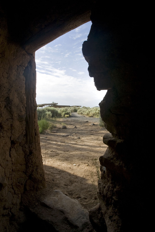 Al Hartmann  |  The Salt Lake Tribune
A view from the inside looking out from doorway of the six-room replica of part of the Coombs Site Ruins at Anasazi State Park.