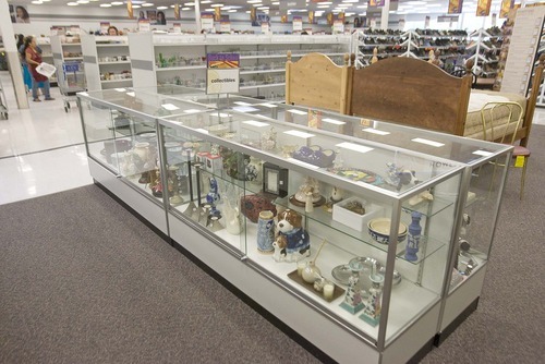 Paul Fraughton  |  The Salt Lake Tribune
Items that have  value as a collectible  are displayed in a glass case at the new Deseret Industries location in Sugarhouse.
