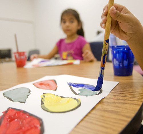 Al Hartmann  |  The Salt Lake Tribune
Kindergartners work on an art project as they attend a summer session at Timpanogos Elementary in Provo to give them a boost before they go into first grade. Timpanogos met testing goals this year but still faces federal sanctions under No Child Left Behind because Title I schools must meet goals two years in a row.