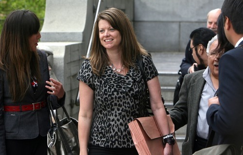 STEVE GRIFFIN  |  Tribune file photo
ACLU legal director Darcy Goddard leaves the Frank Moss Federal Courthouse in Salt Lake City in May. Goddard pushed forward with several lawsuits on behalf of the ACLU during her tenure as legal director, which started in January 2010.