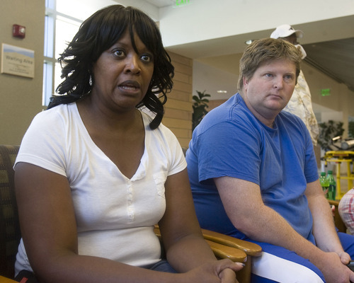 Al Hartmann  |  The Salt Lake Tribune
Dianna and Travis Palmer wait in the Intermountain Medical Center in Murray Friday, Sept. 2, 2011, as their son Ross has an implantable cardiac defribulator installed.  The Idaho football player  was saved by the quick action of his football team coaches after he collapsed and his heart stopped Tuesday night at the end of practice.  They started CPR followed by use of an Automated External Defibrillator,  (AED) restarting his heart.  Palmers parents are convinced the coaches using the AED saved their son's life and think every school's sports team should have one on site.