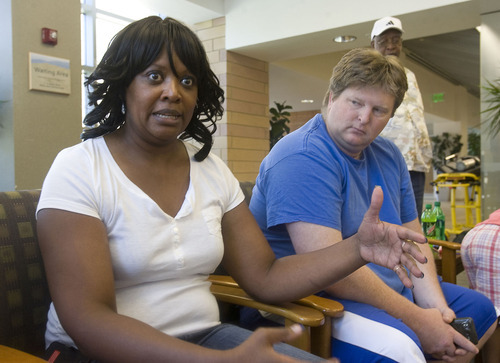 Al Hartmann  |  The Salt Lake Tribune
Dianna and Travis Palmer wait in the Intermountain Medical Center in Murray Friday, Sept. 2, 2011, as their son Ross has an implantable cardiac defribulator installed.  The Idaho football player  was saved by the quick action of his football team coaches after he collapsed and his heart stopped Tuesday night at the end of practice.  They started CPR followed by use of an Automated External Defibrillator,  (AED) restarting his heart. Palmers parents are convinced the coaches using the AED saved their son's life and think every school's sports team should have one on site.