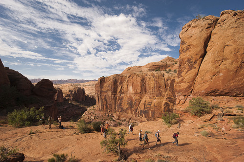 Audience members arrive for a Grotto Concert at the Moab Music Festival on Sept. 4, 2011.
Neal Herbert  |  Special to the Tribune