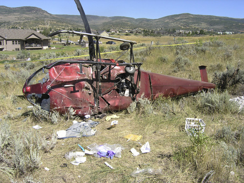 Courtesy Wasatch County Sheriff's Office
Three people were injured in a helicopter crash near Heber City Saturday afternoon.