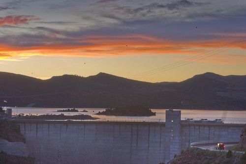 Paul Fraughton  |  The Salt Lake Tribune
The sunset at Flaming Gorge Dam on Wednesday, Aug. 17, 2011.