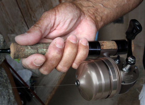 Rick Egan   |  The Salt Lake Tribune
Jack Plumb displays the old spinning reel he uses in competition.