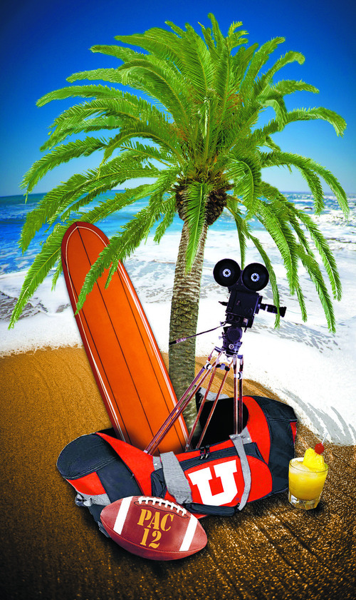 Photo illustration by Todd Adams  |  The Salt Lake Tribune
When recruiting against the likes of the Pac12's Southern Cal and UCLA, the Utes have to travel to the L.A. scene -- surfboards, palm trees and movie stars.