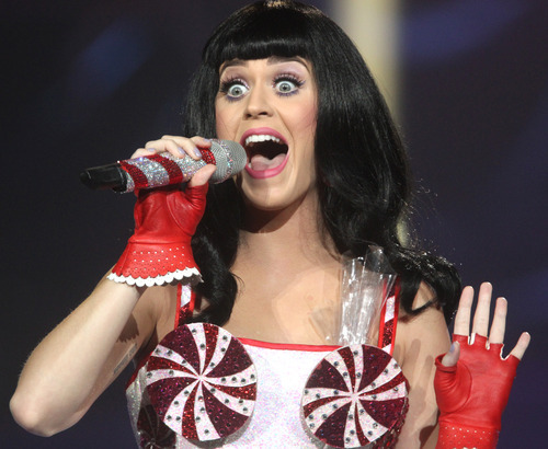 Rick Egan   |  The Salt Lake Tribune

Katy Perry performs at EnergySolutions Arena,  Monday, July 25, 2011