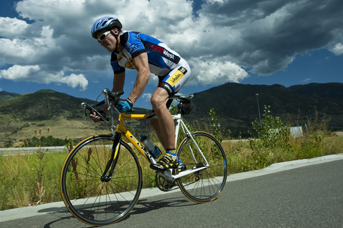 Chris Detrick  |  The Salt Lake Tribune
Andy Wahlstrom rides his bike near his home in Farmington Wednesday August 31, 2011.