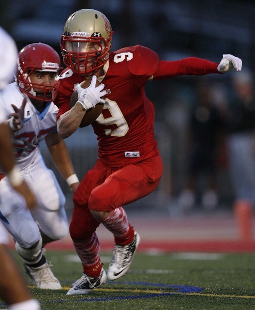 Trent Nelson  |  The Salt Lake Tribune
Judge's Christian Weidle runs the ball. Judge vs. Granger High School football in Salt Lake City, Utah, Friday, September 9, 2011.
