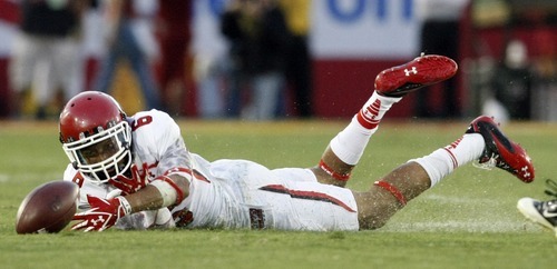 Chris Detrick  |  The Salt Lake Tribune
Utah Utes wide receiver Dres Anderson (6) can't make a catch during the second half of the game at the Los Angeles Memorial Coliseum Saturday September 10, 2011.