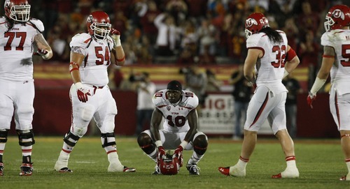 Chris Detrick  |  The Salt Lake Tribune
Utah Utes wide receiver DeVonte Christopher (10) remains on the field after failing to get a 1st down during the fourth quarter of the game at the Los Angeles Memorial Coliseum Saturday September 10, 2011.