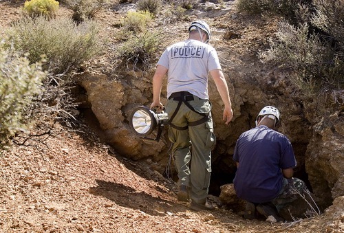 Trent Nelson  |  The Salt Lake Tribune
Investigators from the West Valley City police department search abandoned mine shafts west of Ely, Nev., on Friday, Aug. 19, 2011, as part of the investigation into the 2009 disappearance of Susan Powell.