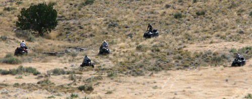 Steve Griffin  |  The Salt Lake Tribune

 Authorities on ATV's continue to search the area around Topaz Mountain in Juab County, for Susan Powell,  about 40 miles north west of Delta, Utah Wednesday, September 14, 2011.