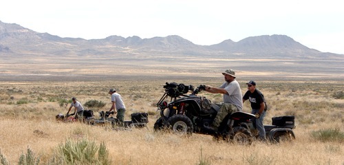 Steve Griffin  |  The Salt Lake Tribune
Authorities on ATVs continue to search the area around Topaz Mountain in Juab County for Susan Powell on Wednesday.