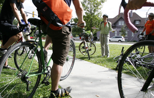 Francisco Kjolseth  |  The Salt Lake Tribune
Dozens of cyclists showed up at Liberty Park on Saturday for a tour of new and redesigned bikeways in Salt Lake City.
