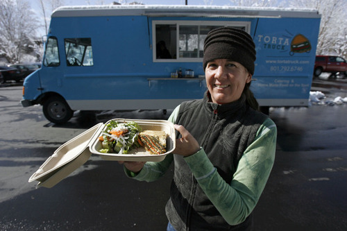 Francisco Kjolseth  |  The Salt Lake Tribune
Julie Sheehan owner of the Torta Truck displays one of her Torta Rustica, one of her signature dishes. Sheehan will be featured in the annual 