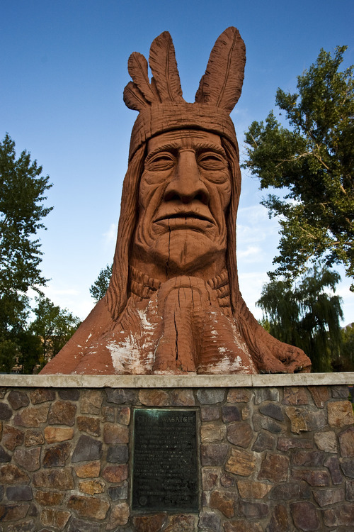Chris Detrick  |  The Salt Lake Tribune
The wooden sculpture of Chief Wasatch at Murray Park Thursday September 22, 2011.