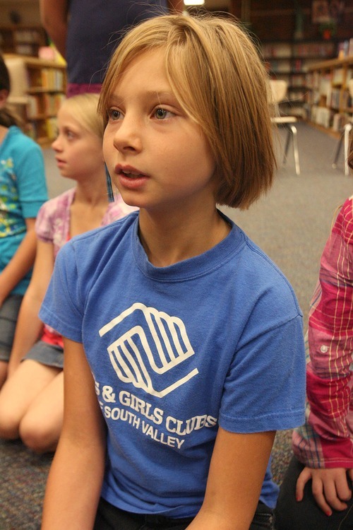 Paul Fraughton  |  The Salt Lake Tribune
 Third-grader Kaeleh Arnould talks about what she learned from Joyce Gray's presentation at Horizon Elementary School in Murray. Gray is one of hundreds of African-American 