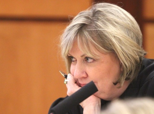 Rick Egan I The Salt Lake Tribune
Judge Kathryn J. Nelson listens to arguments during the proceedings in the shelter care hearing at the Pierce County Superior Court house in Tacoma, Wash., on Wednesday. She ruled that the two sons of Josh and Susan Powell must remain in state custody.