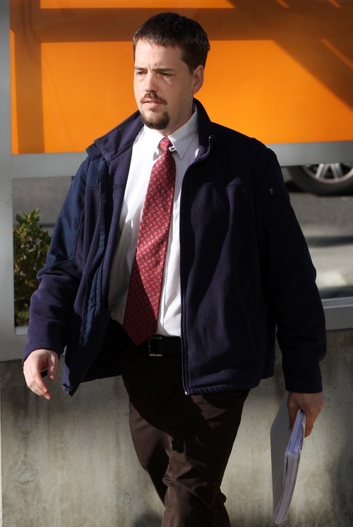 Rick Egan I The Salt Lake Tribune
Josh Powell enters the courthouse for the shelter care hearing at the Pierce County Superior Court house in Tacoma, Wash., on Wednesday.