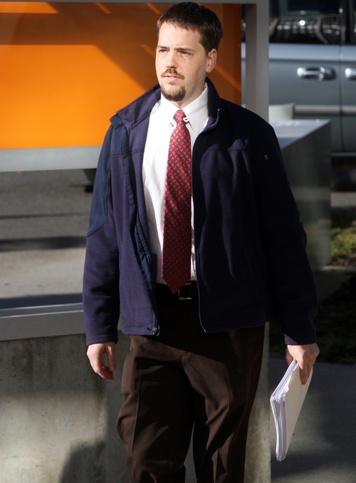 Rick Egan I The Salt Lake Tribune
Josh Powell enters the courthouse for the shelter care hearing at the Pierce County Superior Court house in Tacoma, Wash., on Wednesday.