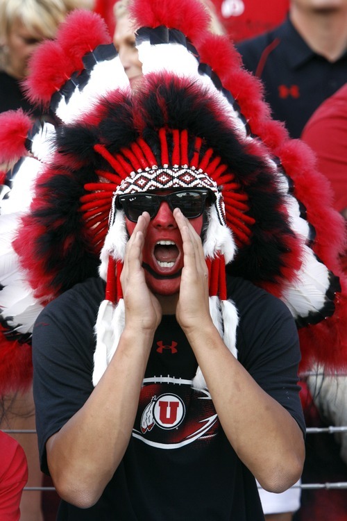 Rick Egan  | The Salt Lake Tribune 

Braxrton Robertson, 17, cheers on the Utes,  in Pac-12 action, Utah vs. University of Washington, at Rice-Eccles stadium, Saturday, October 1, 2011.