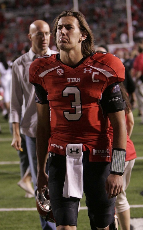 Trent Nelson  |  The Salt Lake Tribune
Utah quarterback Jordan Wynn walks off the field following the loss. Utah vs. Washington, college football at Rice-Eccles Stadium in Salt Lake City, Utah, Saturday, October 1, 2011.