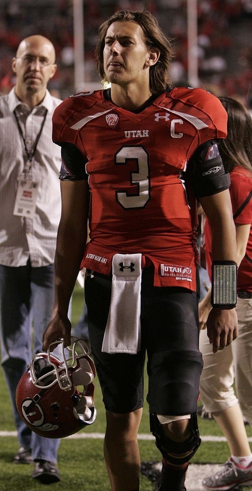 Trent Nelson  |  The Salt Lake Tribune
Utah quarterback Jordan Wynn walks off the field following the loss. Utah vs. Washington, college football at Rice-Eccles Stadium in Salt Lake City, Utah, Saturday, October 1, 2011.