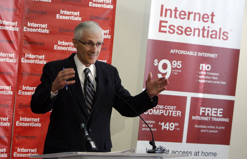 Francisco Kjolseth  |  The Salt Lake Tribune
Lt. Gov. Greg Bell speaks at Rose Park Elementary school on Monday, Oct. 3, 2011, during a news announcent to introduce 'Internet Essentials,' a program to help connect low-income families to the Internet.