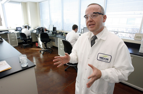 Francisco Kjolseth  |  The Salt Lake Tribune
Jeffery Nelson, CEO and president of Nelson Laboratories in Taylorsville, talks about some of the tests the company runs to make sure medical products are safe. Nelson likes Taylorsville's central location in the Salt Lake Valley and easy access to freeways.
