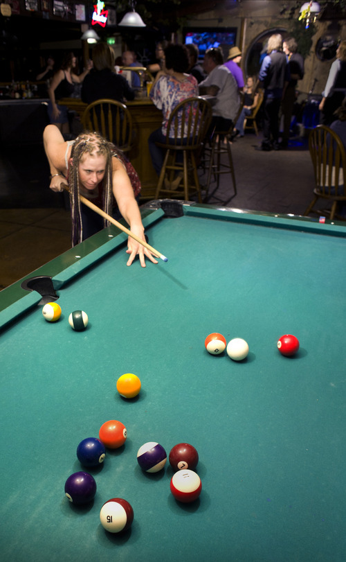 Douglas C. Pizac | Special to The Salt Lake Tribune
Heather Beck shoots pool at The Hog Wallow Pub.